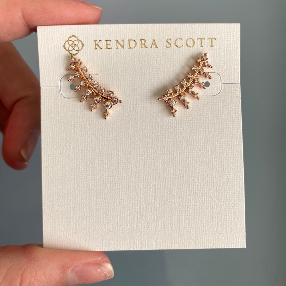 NWT Kendra Scott Laurie Ear Climbers In Rose Gold
